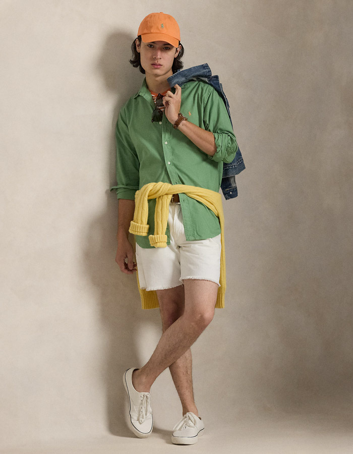 Custom Fit Garment-Dyed Oxford Shirt in Outback Green 