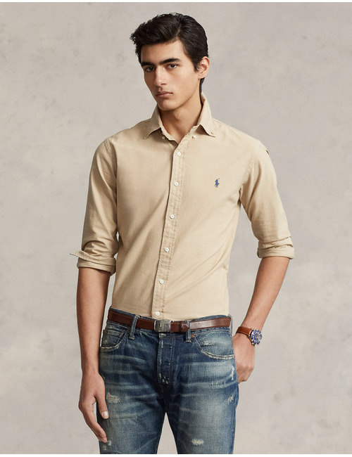 Custom Fit Garment-Dyed Oxford Shirt in Surrey Tan