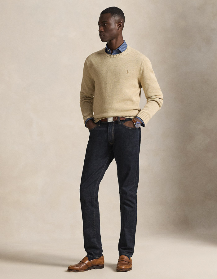 Cotton Crewneck Sweater in Dune Melange 