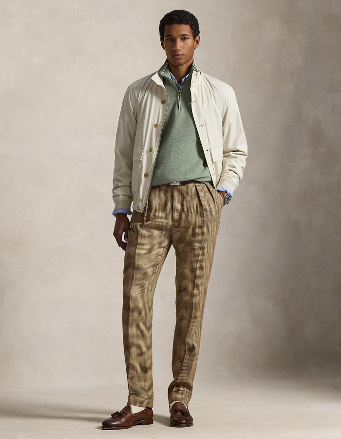 Mesh-Knit Cotton Quarter-Zip Sweater in Fern Green Heather 