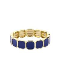 Blauwe schakelarmband met afgeronde vormen