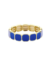Blauwe schakelarmband met goudkleurige accenten