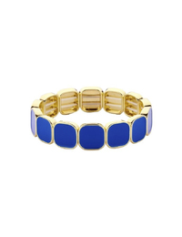 Blauwe schakelarmband met goudkleurige accenten
