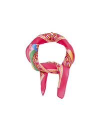 Fuchsia vierkante sjaal met grafisch en botanisch patroon