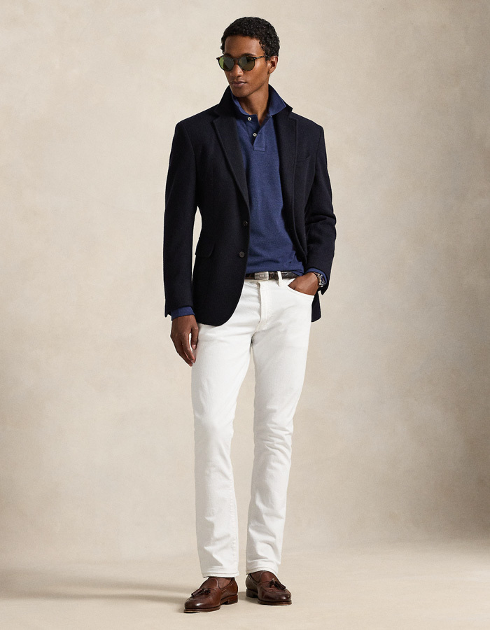 Custom Slim Fit Mesh Polo Shirt in Spring Navy Heather