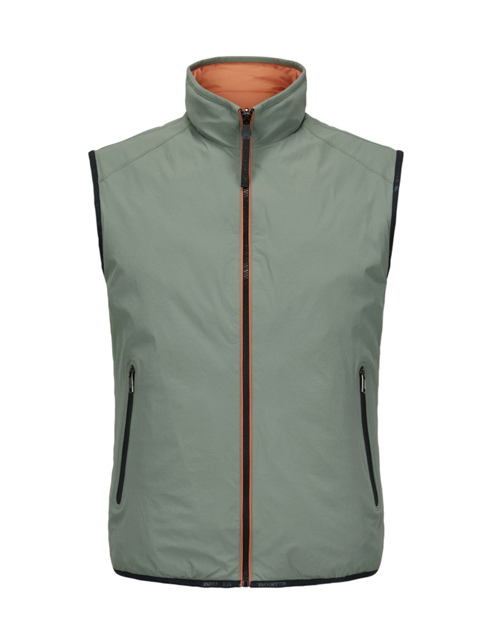 Omkeerbare tech-stretch bodywarmer in hell khaki