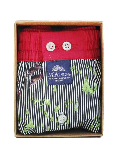 M5288 boxershort met striping en rendierprint blauw