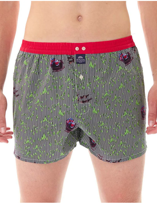 M5288 boxershort met striping en rendierprint blauw