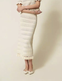 Knit midi skirt with ruffles