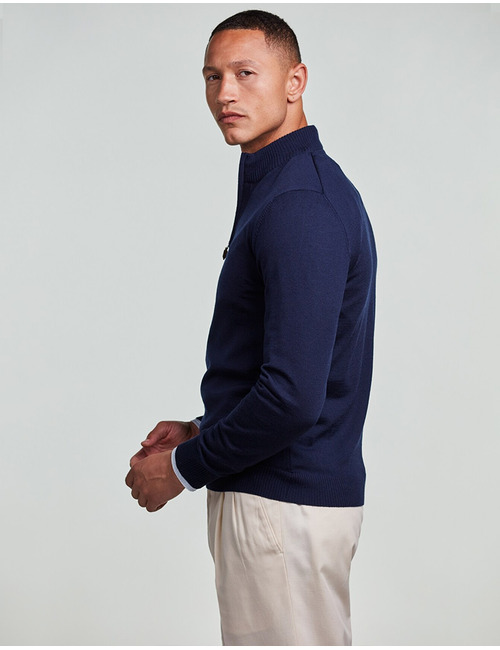 Merino Wool Half Zip in Navy