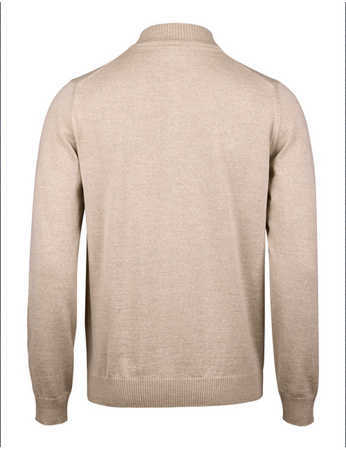 Merino Wool Half Zip in Light Beige
