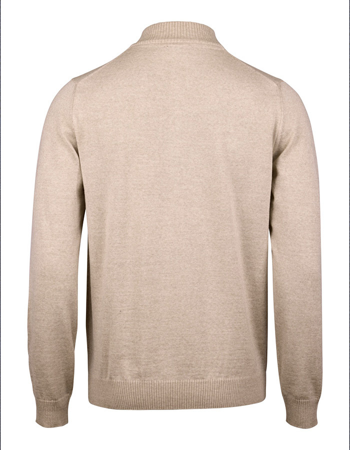 Merino Wool Half Zip in Light Beige