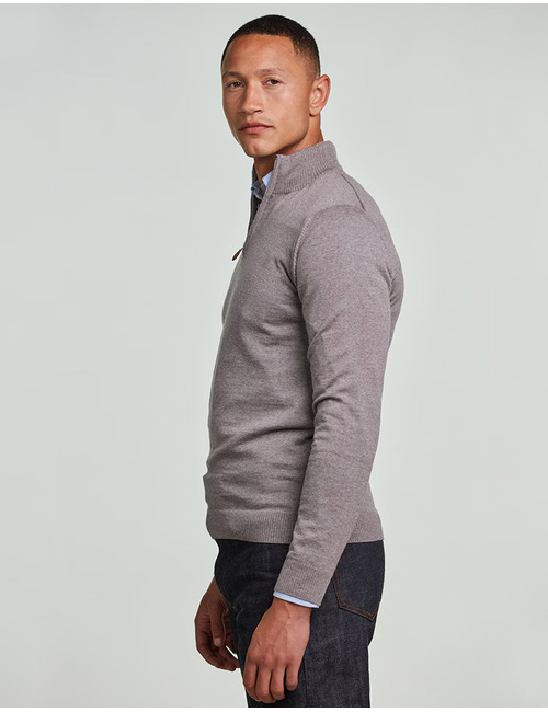 Merino Wool Half Zip in Light Brown
