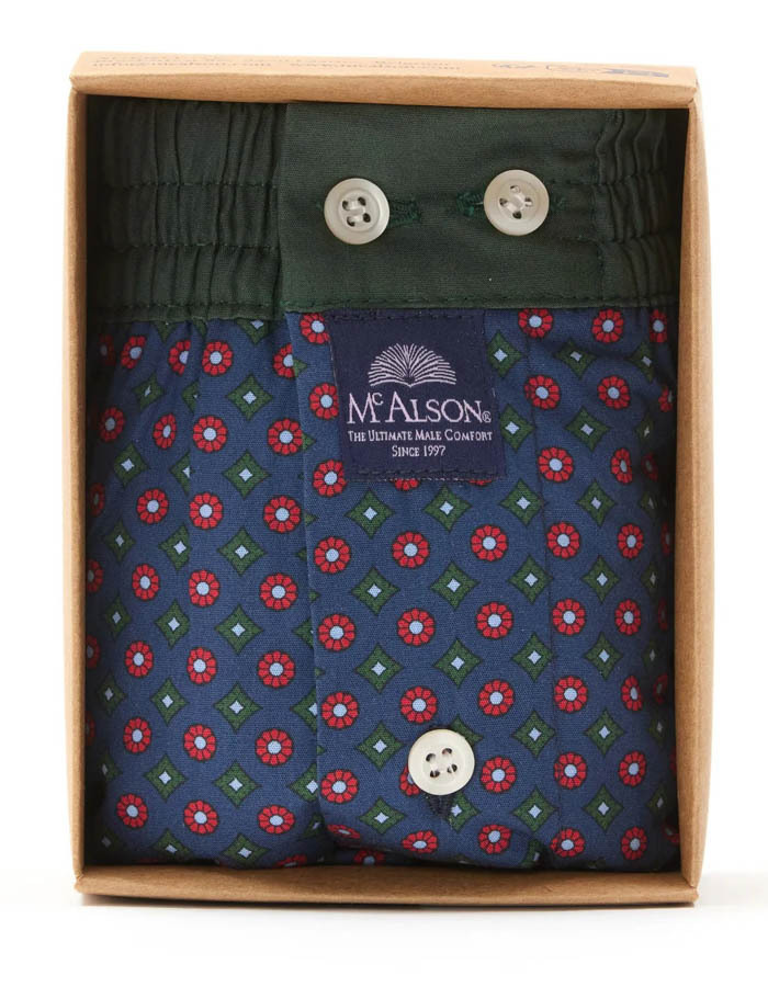 Boxershort Diamonds Navy, Green and Red