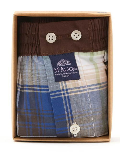 Boxershort Madras Navy, Green and Brown