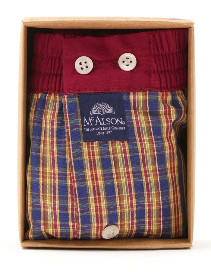 Boxershort Checkered Navy, Yellow and Bordeaux