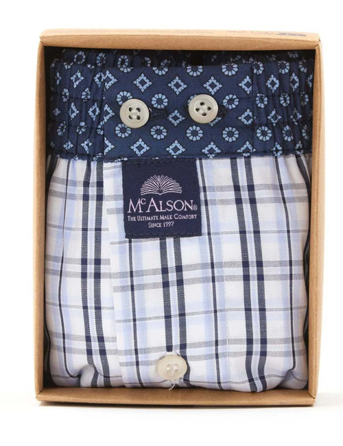 Boxershort Checkered Navy and Light Blue