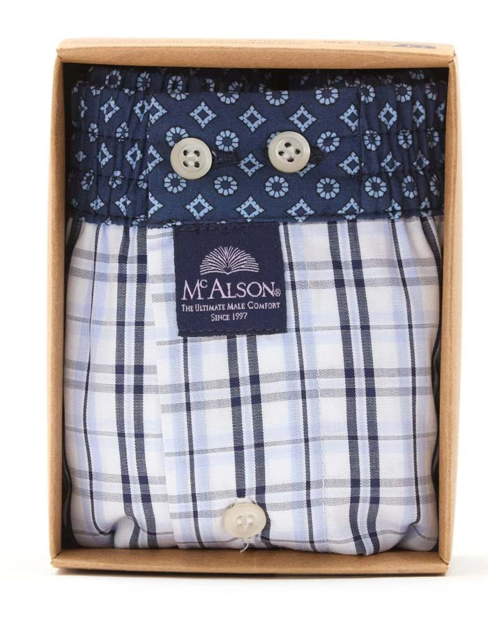 Boxershort Checkered Navy and Light Blue