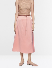 Midirok van satijn met strikkoord