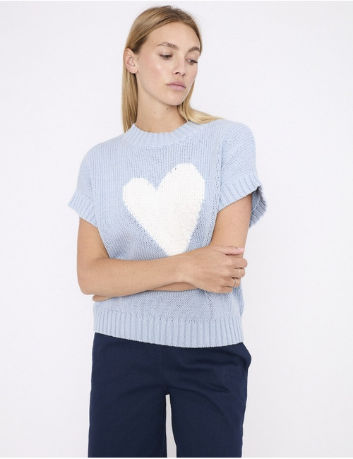 Jeff korte mouw pull blauw