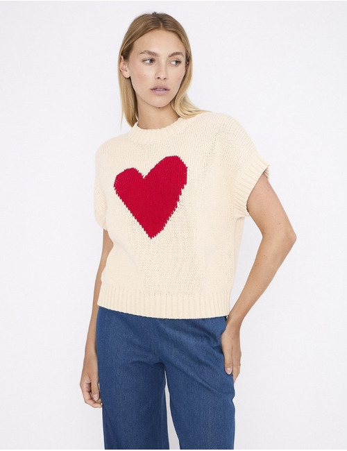 Jeff korte mouw pull beige