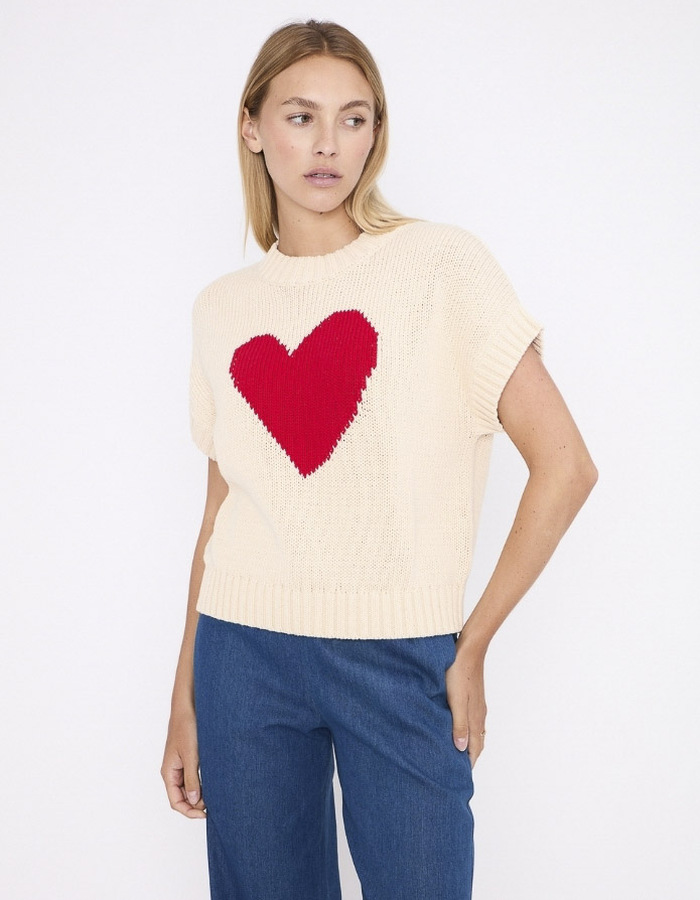 Jeff korte mouw pull beige