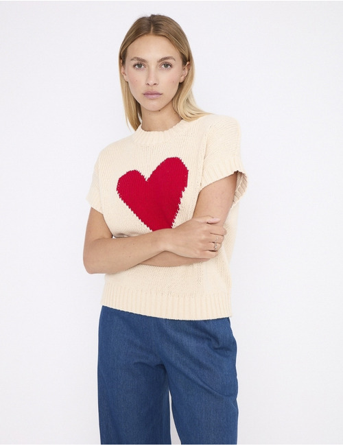 Jeff korte mouw pull beige