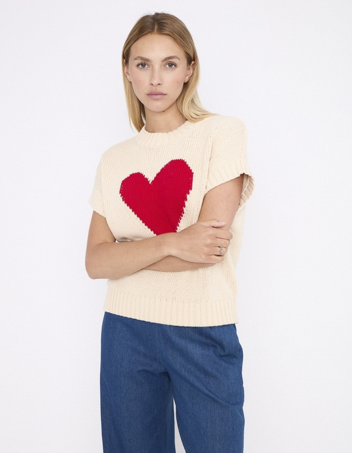 Jeff korte mouw pull beige