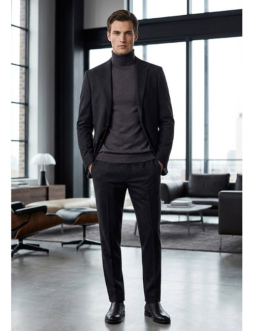 Luxe Italiaanse merinowollen coltrui in diepgrijs