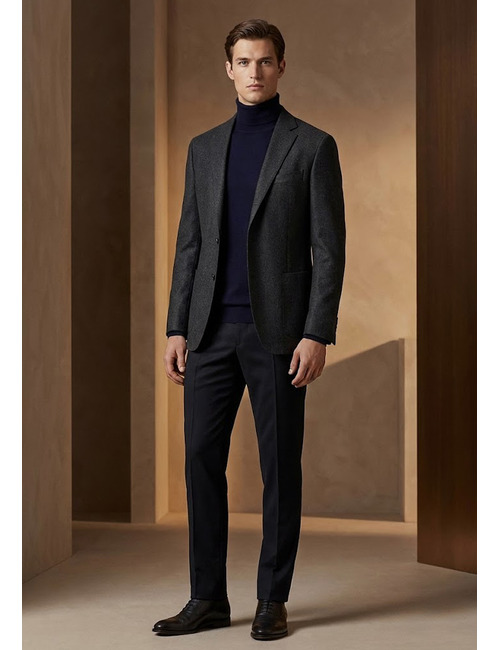 Luxe coltrui van Italiaanse merinowol in diep donkerblauw