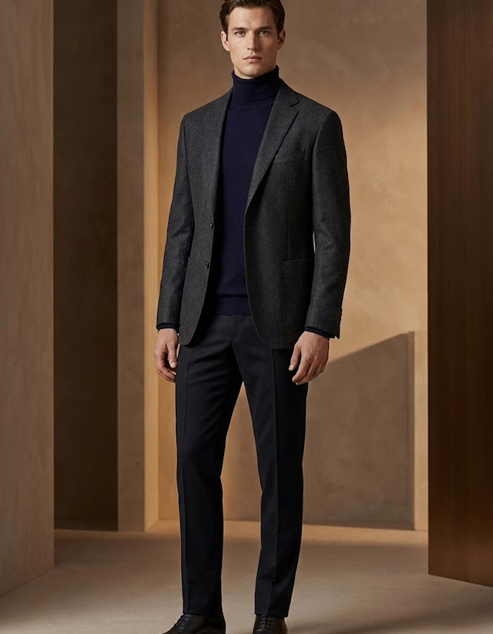 Luxe coltrui van Italiaanse merinowol in diep donkerblauw