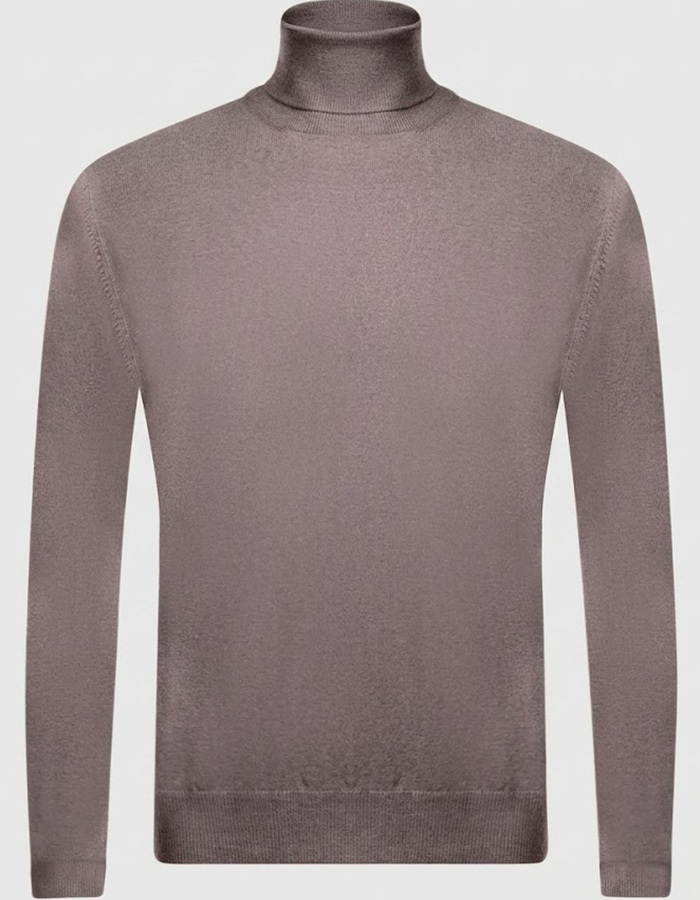 Rolkraagtrui in luxueuze Italiaanse merinowol in taupe