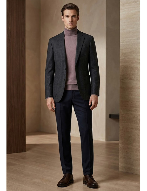 Rolkraagtrui in luxueuze Italiaanse merinowol in taupe