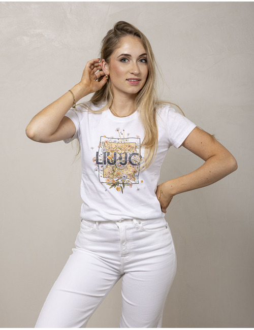 Printed T-shirt with rhinestones