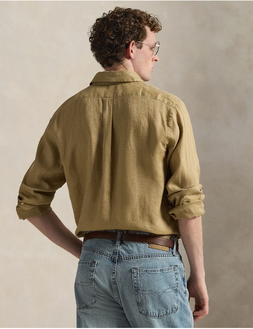 Custom Fit Linen Shirt in Cafe Tan