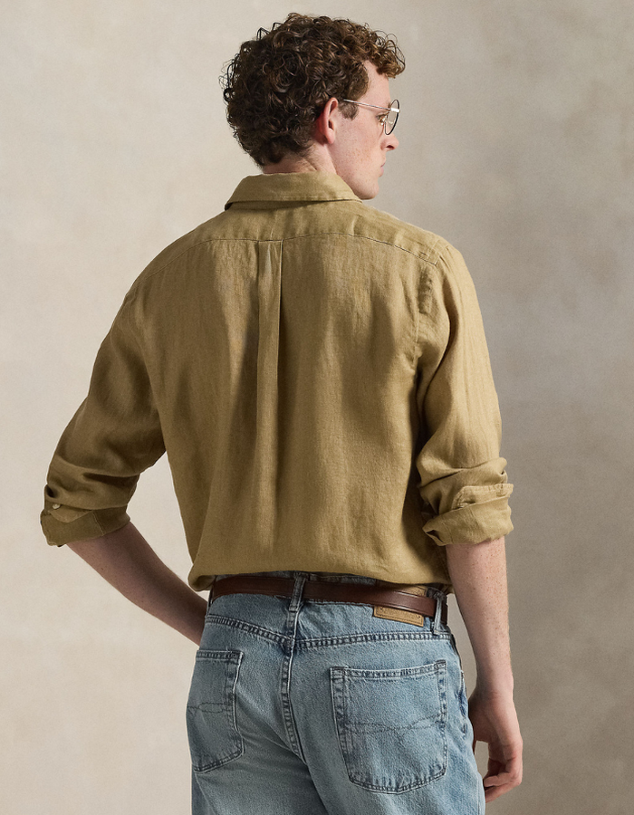 Custom Fit Linen Shirt in Cafe Tan