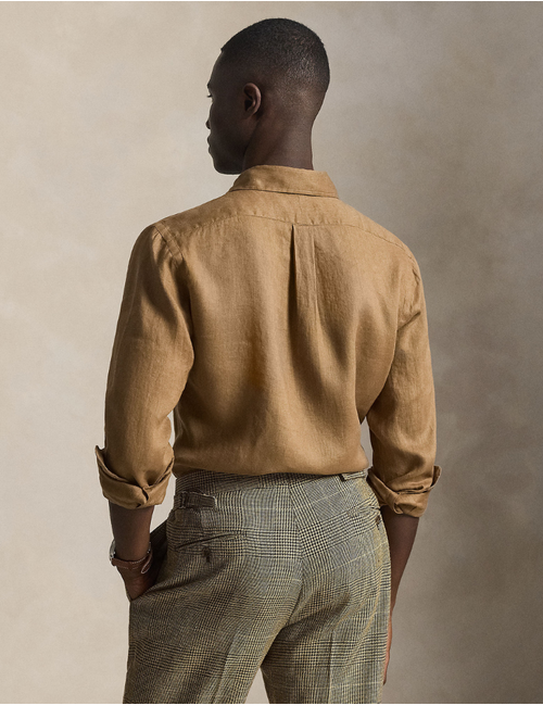 Custom Fit Linen Shirt in RL Brown