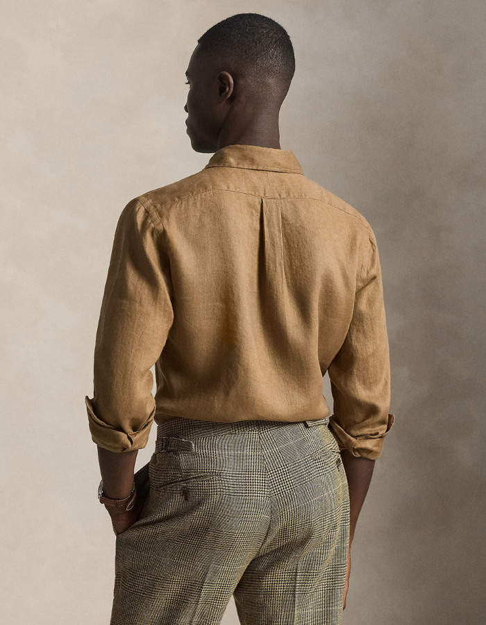 Custom Fit Linen Shirt in RL Brown
