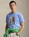 Custom Slim Fit Polo Bear T Shirt in Austin Blue Summer Bear