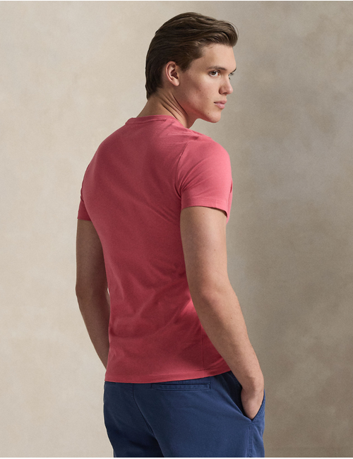 Custom Slim Fit Jersey Crewneck T Shirt in Red Sky