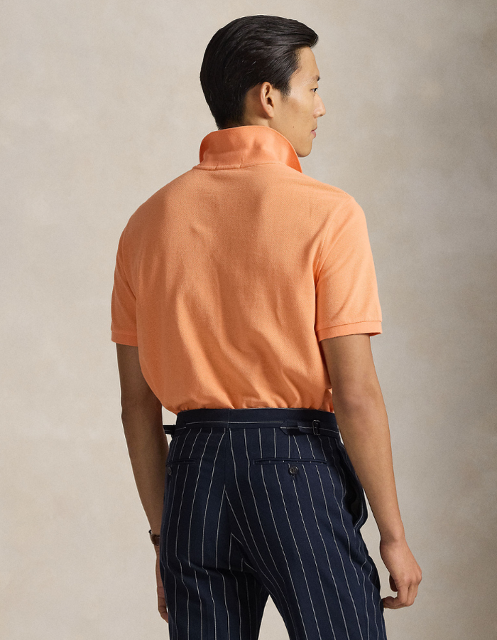 Slim Fit Mesh Polo Shirt in Pompano Orange
