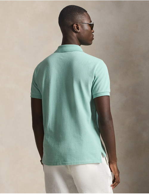 Slim Fit Mesh Polo Shirt in Celadon