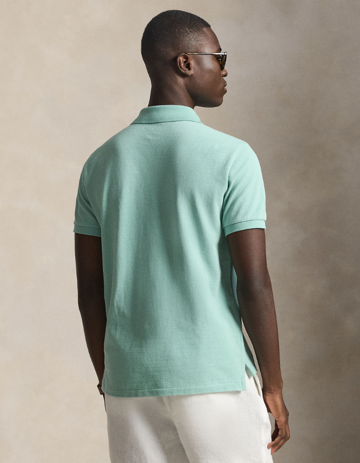 Slim Fit Mesh Polo Shirt in Celadon