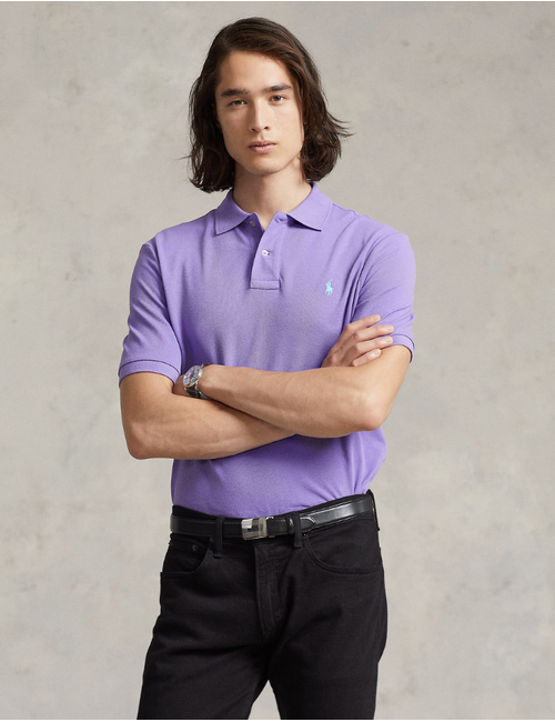 Slim Fit Mesh Polo Shirt in Cactus Purple