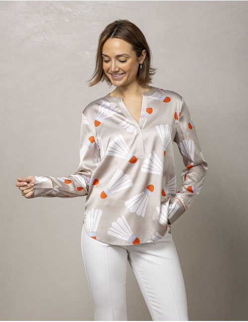 Herzen's lange mouw bloes wit