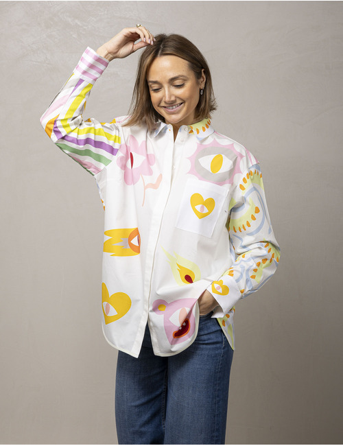 Herzen's lange mouw bloes multicolor