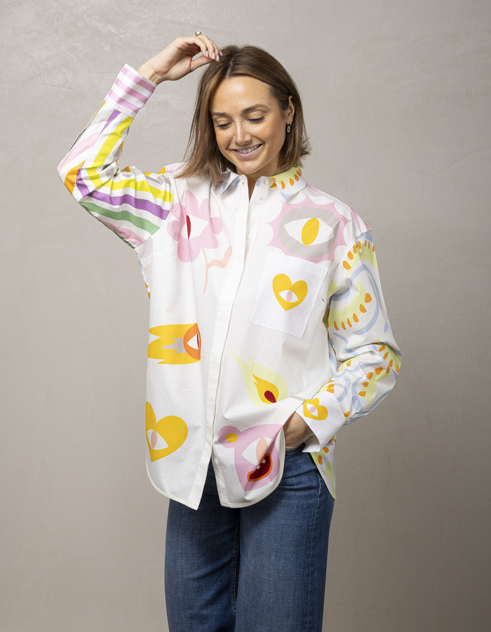 Herzen's lange mouw bloes multicolor