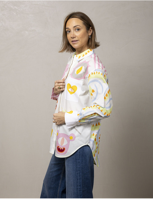 Herzen's lange mouw bloes multicolor