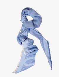 Blauwe sjaal met grafische print