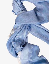 Blauwe sjaal met grafische print